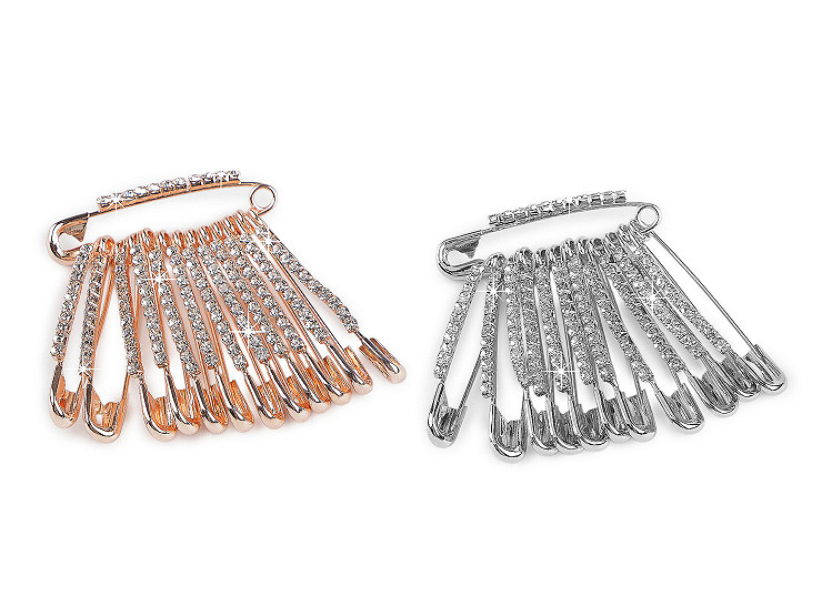 Épingle à nourrice décorative avec strass, longueur 39 mm