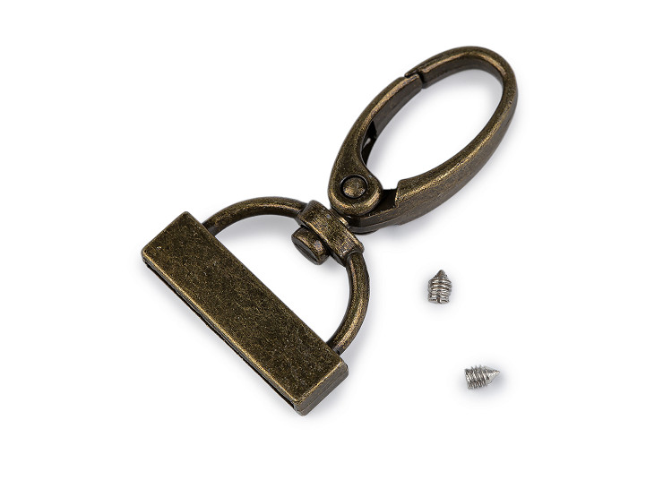 Fém karabiner forgatható heveder végződéssel, bújtató 25 mm