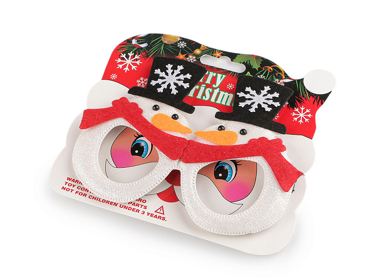 Vianočné párty / karnevalové okuliare Santa, snehuliak