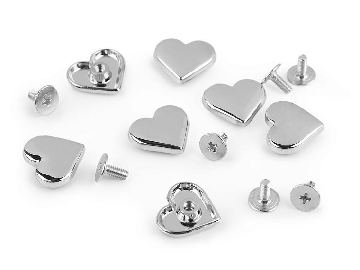 Rivetto a forma di cuore, con vite posteriore, dimensioni: 15 x 14 mm