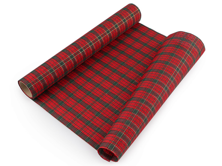 Vianočná dekoračná látka / behúň s lurexom šírka 36 cm