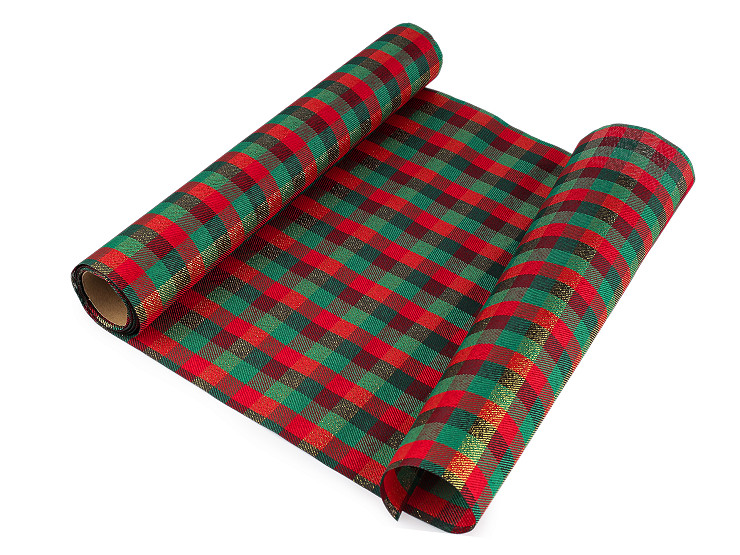 Weihnachtsdekostoff/Tischläufer mit Lurex, Breite 36 cm