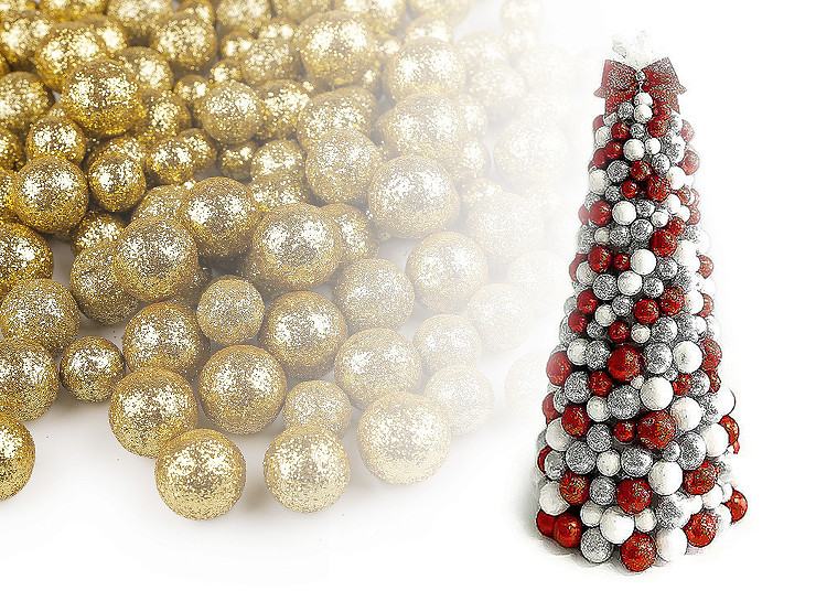 Boules de polystyrène avec mélange de paillettes, 3 tailles