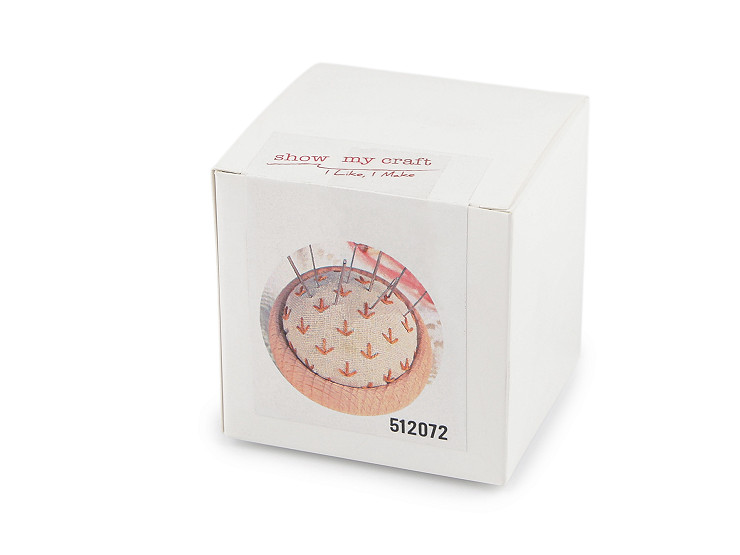 Zestaw kreatywny do wyrobu poduszeczki do igieł z drewnianą bazą 