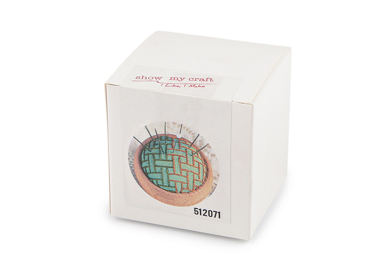 Zestaw kreatywny do wyrobu poduszeczki do igieł z drewnianą bazą 