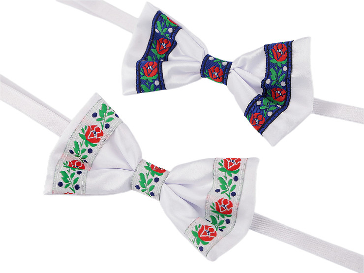 Saténový motýlik folklór hand made, dĺžka 12 cm