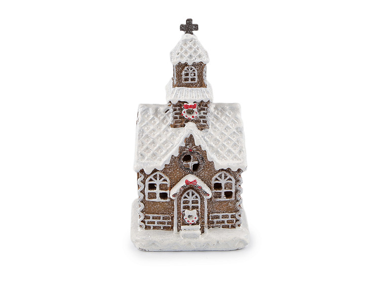 Vánoční kostel imitace perníku svítící
