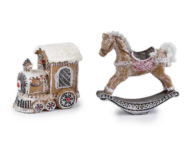 Vánoční vláček, koník imitace perníku