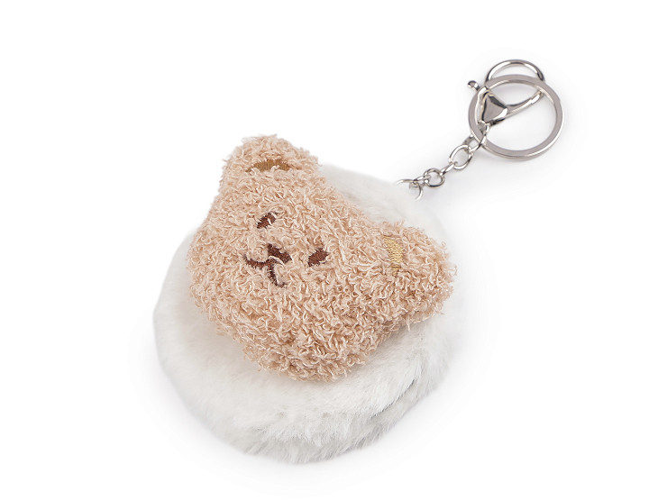 Plyšové kozmetické zrkadlo / prívesok na kabelku medveď, kapybara