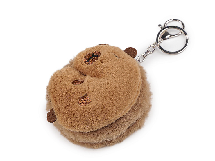 Plyšové kozmetické zrkadlo / prívesok na kabelku medveď, kapybara