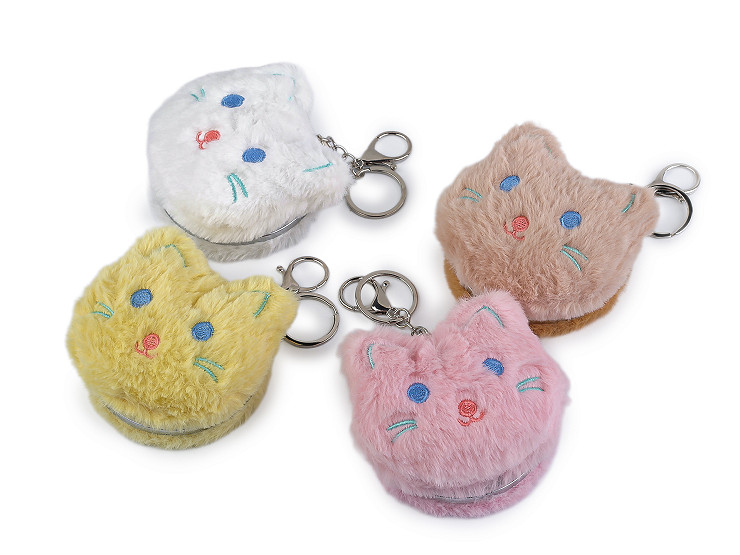 Plyšové kozmetické zrkadlo / prívesok na kabelku mačka