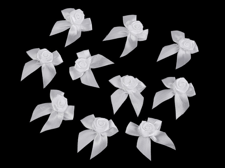 Saténová mašlička s růžičkou