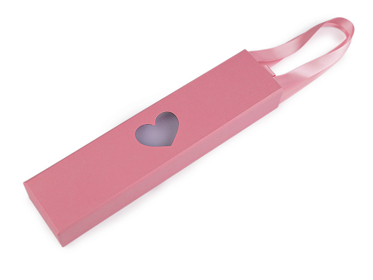 Krabička na šperky s průhledem srdce a uchem 5x22 cm