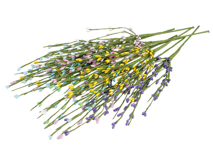 Umelá vetvička s púčikmi na drôtiku tvarovateľná