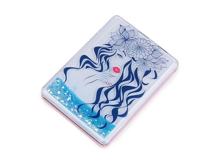 Kosmetické zrcátko s tekutými glitry dívka