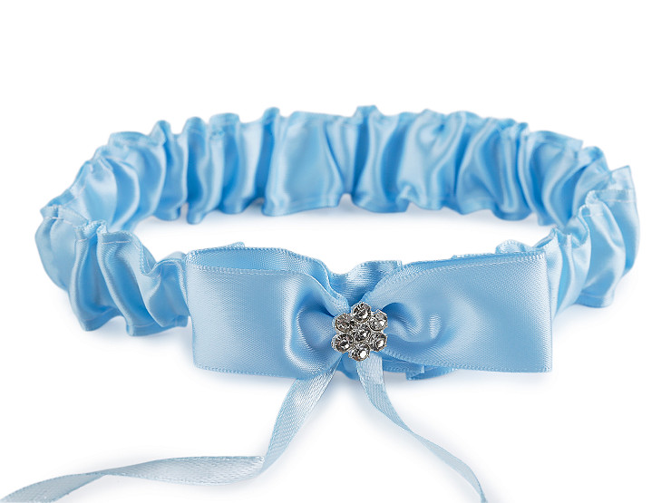 Svatební podvazek saténový s mašlí a štrasovým květem