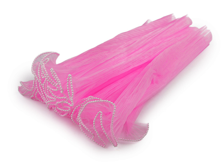 Virágos organza mandzstta gyöngyökkel 48 cm széles