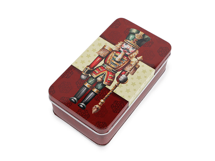 Caja metálica de regalo navideña, cascanueces