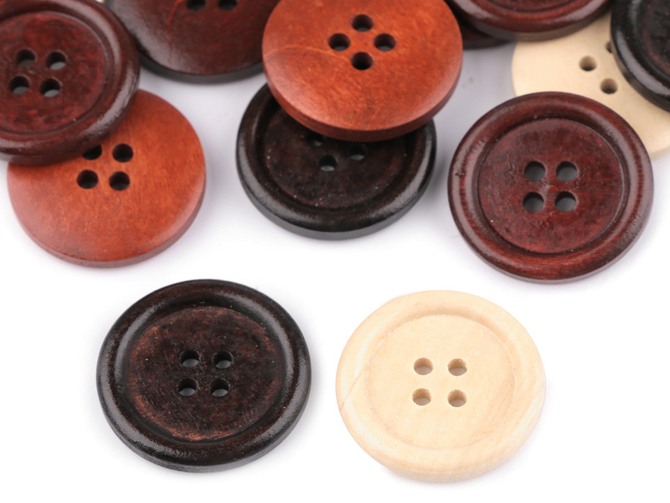 50 bottoni in legno di grandi dimensioni, 25 mm, rotondi, 4 fori, bottoni  grandi per artigianato, cucito, bottoni in legno grandi per fai da te
