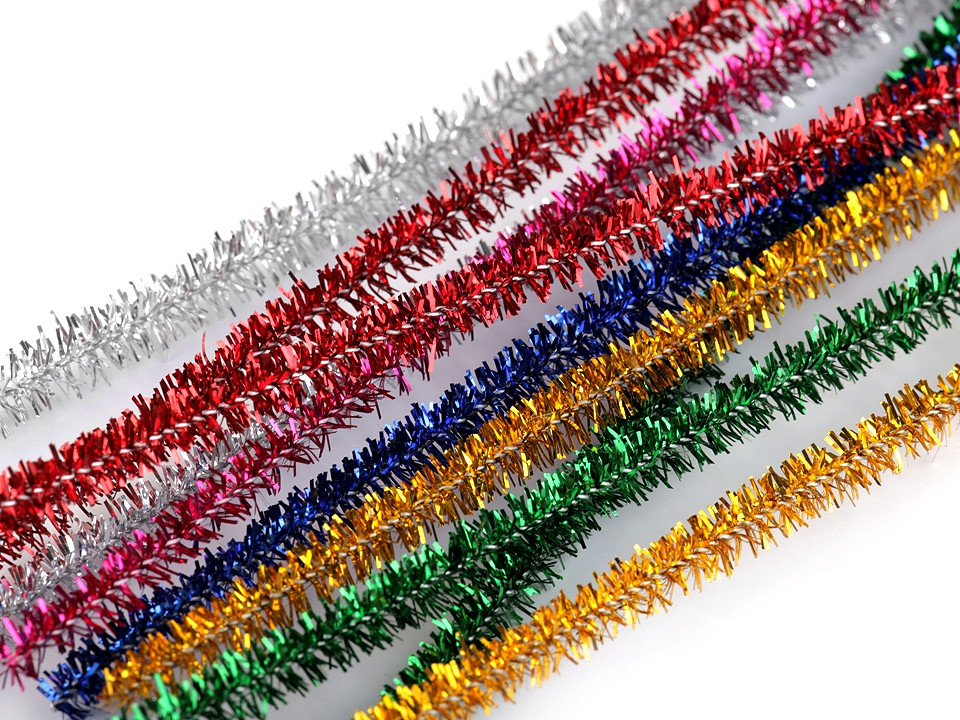 Fuzzy Chenille Wire Sticks with lurex Ø6 mm length 30 cm STOKLASA