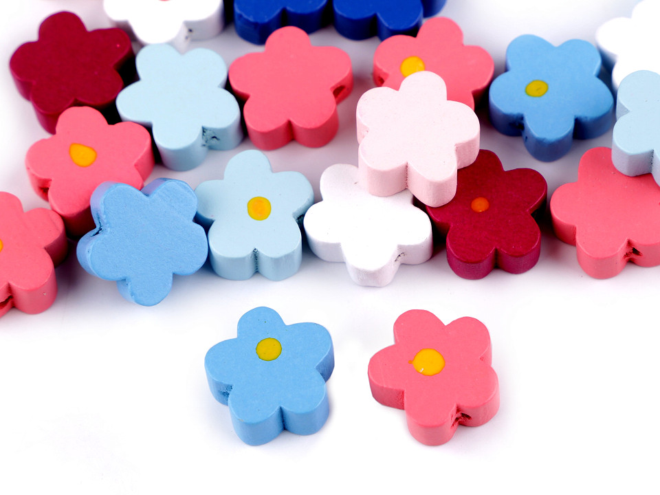 Wooden flower beads Ø15 mm | STOKLASA Haberdashery and Fabrics