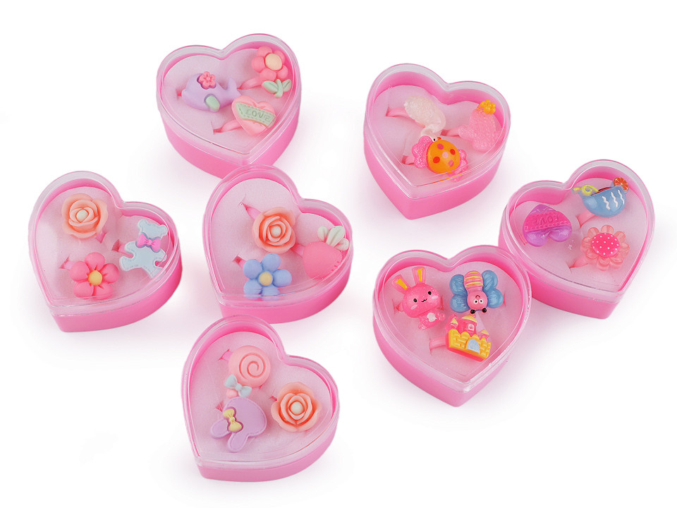 Set of kids rings in a heart box STOKLASA Haberdashery and Fabrics