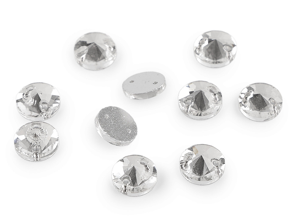 8 Strass Da Cucire Rotondi Rivoli 10 Mm: Cristallo Trasparente Con 2 Fori Per Abbigliamento E Accessori - 3