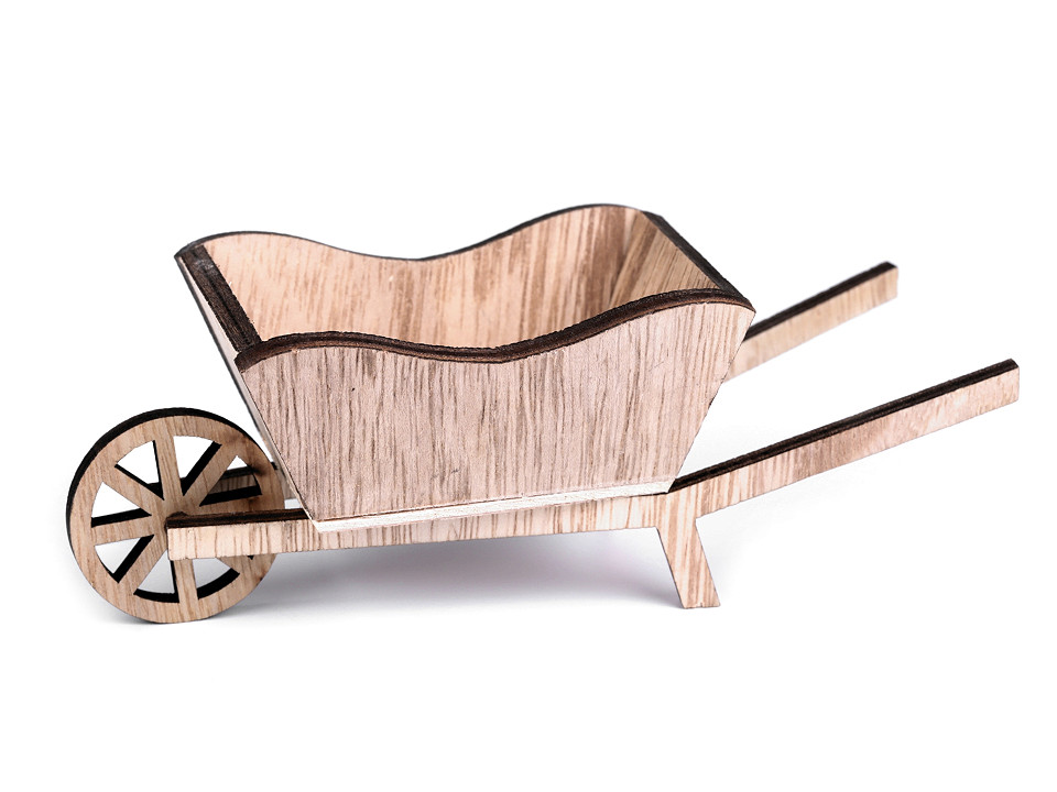 Dekoration Schubkarre aus Holz 6x16 cm | STOKLASA Textilkurzwaren und