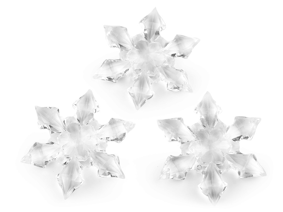 Flocons de neige décoratifs transparents en acrylique, Ø 45 mm