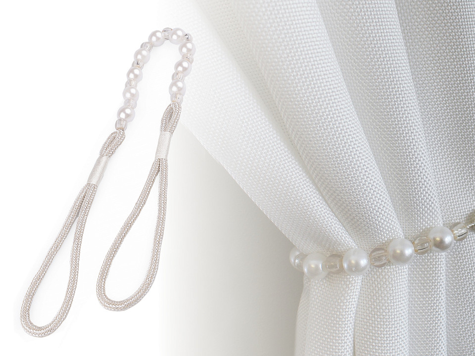 Vorhang Raffhalter/Schnur Perlen  STOKLASA Textilkurzwaren und Stoffe