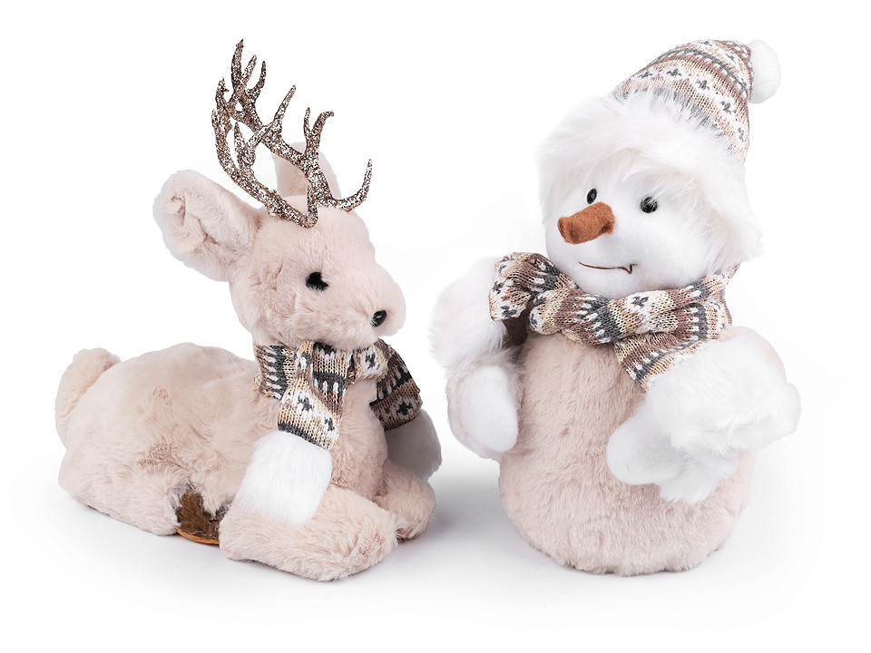 Peluche décorative - Bonhomme de neige, renne