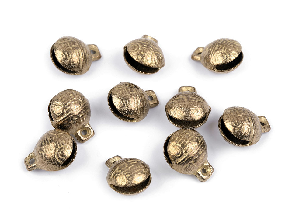 thumbnail image 2 of Lot Of 50 Brass Enamel Jingle Bells - 12mm Round - Assorted Colors & Patterns - Sturdy Craft Bells 2 of 4