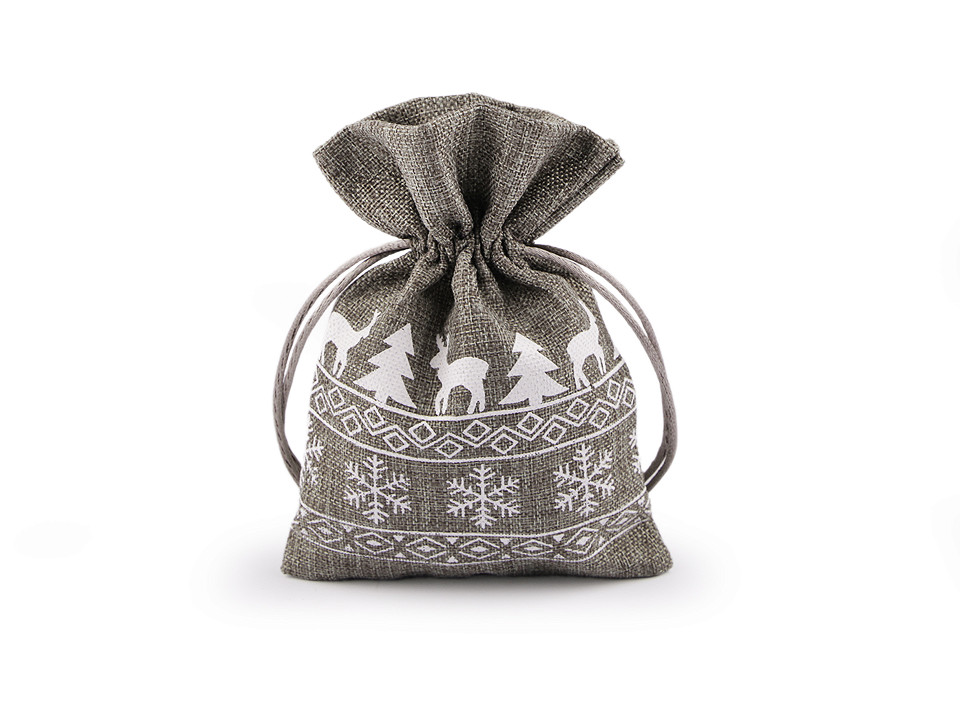 Christmas gift bag 10x15 cm, imitation jute STOKLASA