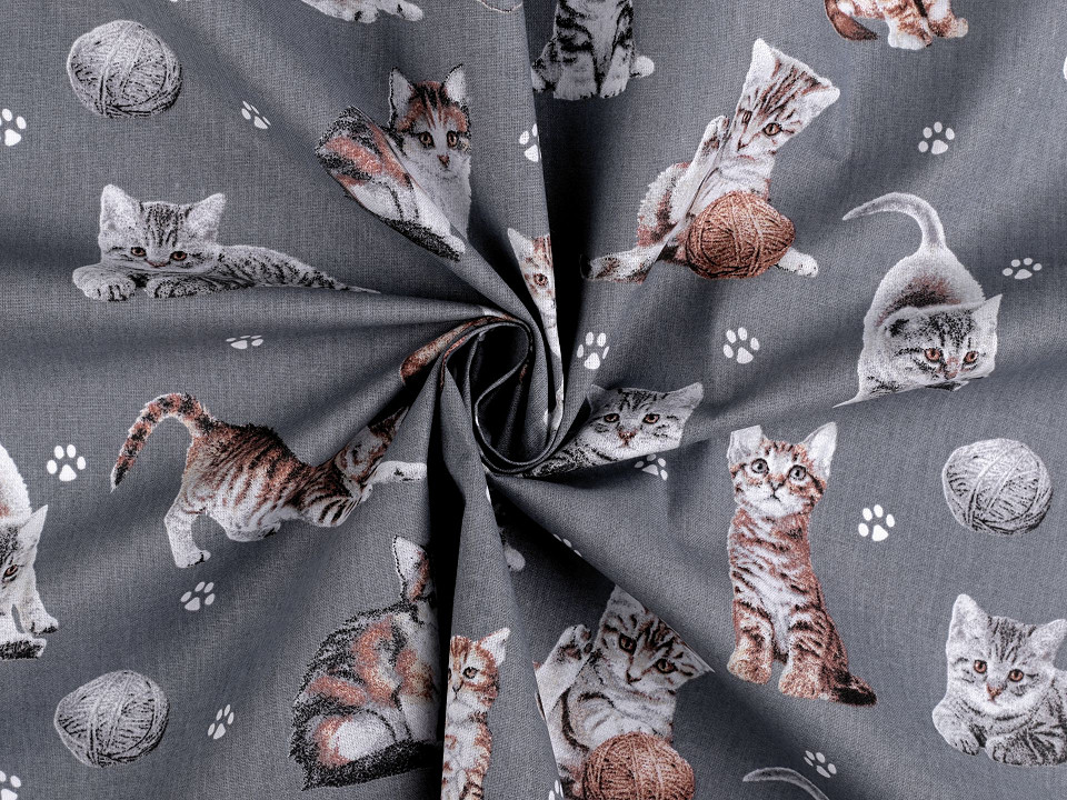 Tissu Motif Chats 2 Chats - 150 Cm (largeur?) - Occasion - Pour Couture, Déco