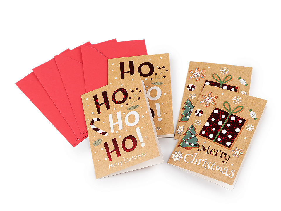 12 Biglietti Di Natale Con Buste E Adesivi | Cartoline Augurali In Kraft Con Renne E Babbo Natale | Set Completo Per Posta Prioritaria